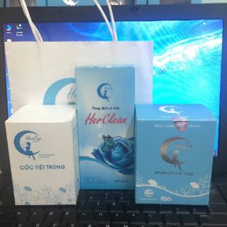 Cốc nguyệt san hercup (tặng dung dịch vệ sinh+ cốc tiệt trùng)
