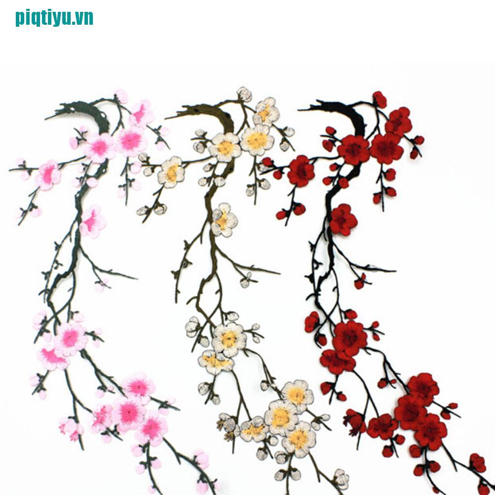 Piyu♪Sticker Ủi Thêu Hình Hoa Mận