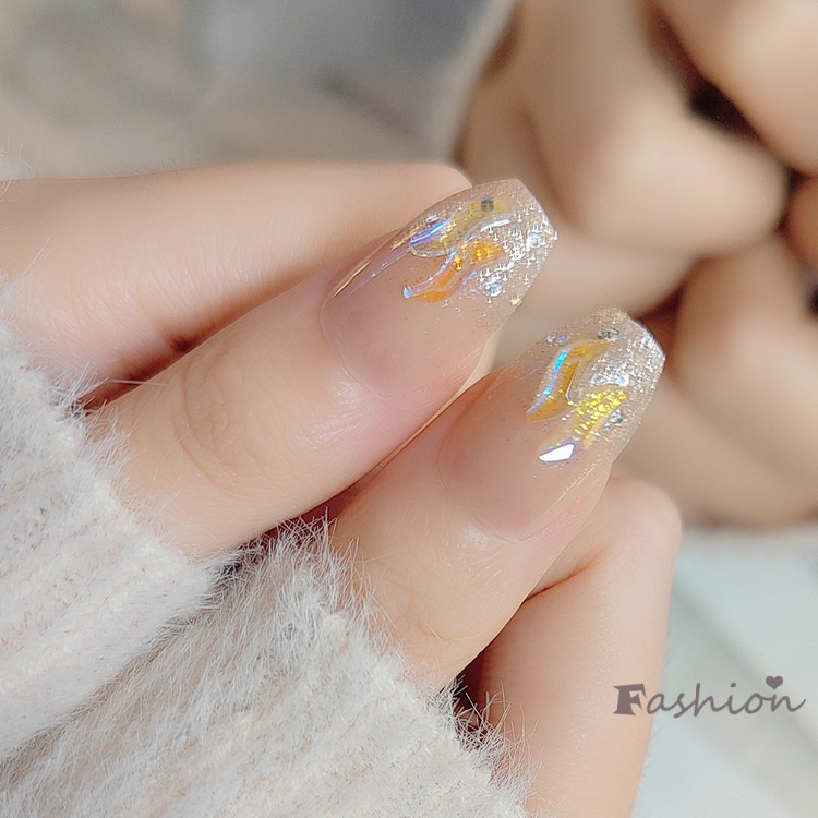 Bộ Móng Tay Giả Bán Trong Suốt 3D Mềm Mại Màu Hồng Cho Nữ