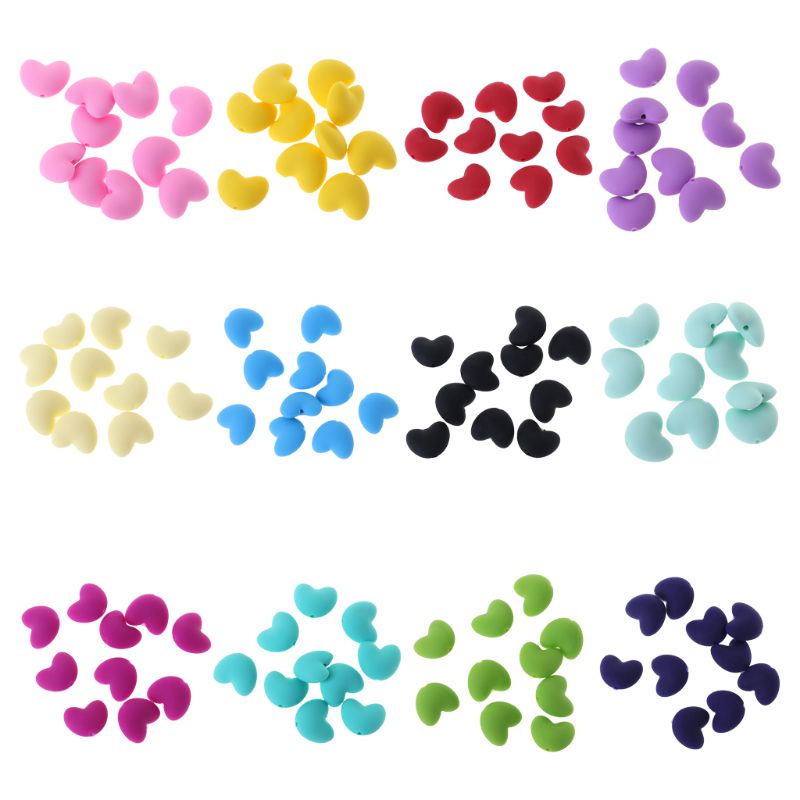 Bộ 10 Hạt Silicone Xỏ Vòng Cổ / Núm Vú Giả DIY Cho Bé Ngậm Mọc Răng