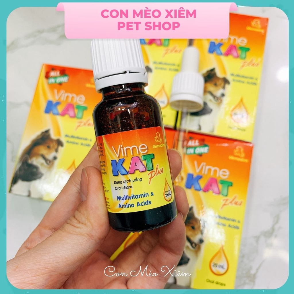 Siro cho chó mèo vitamin khoáng chất Vemedim vimekat plus 20ml, tăng cân đẹp lông Con Mèo Xiêm