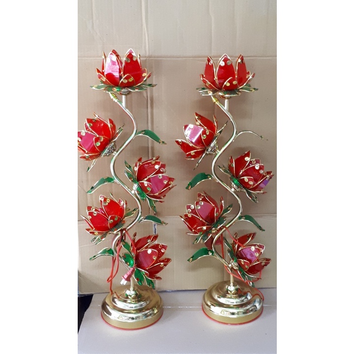 Bộ 2 Cây Đèn Thờ Hoa Sen 5 Bông -Cao 75cm - Giành Cho Ban Thờ To- HÀNG ĐẸP - BẢO HÀNH 12 THÁNG