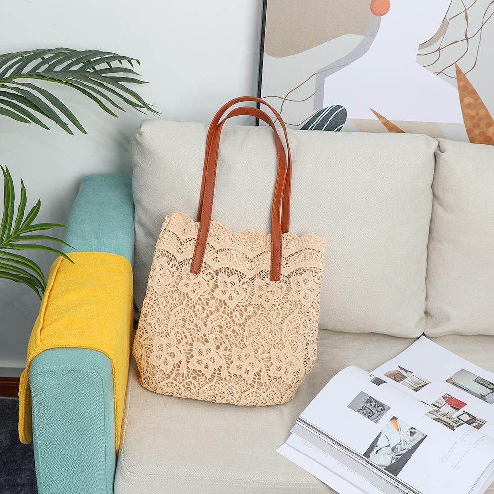 UUMIR Túi Xách Đan Móc Phối Ren Hoa Phong Cách Bohomian