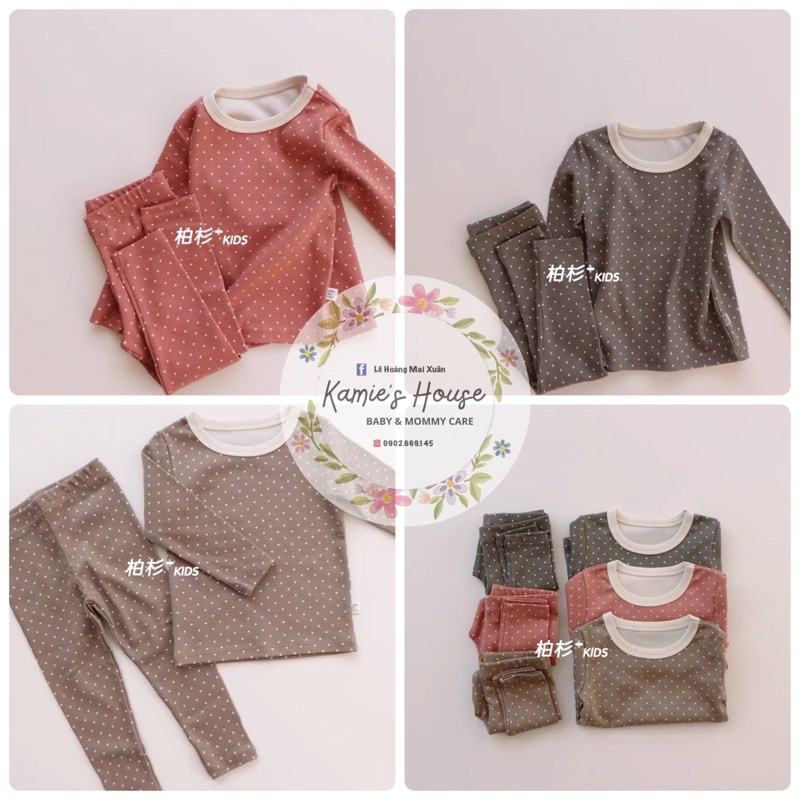 BỘ TAY DÀI QUẦN DÀI HÀN QUỐC PHONG CÁCH VINTAGE CHẤM BI CHO BÉ TRAI BÉ GÁI TỪ 10-20KG