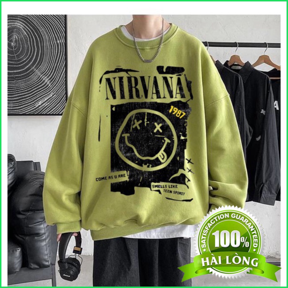 Sweater nam nữ HTSTORE Áo nỉ cổ tròn dài tay nam nữ họa tiết mặt cười vui vẻ đáng yêu dày ấm nhiều màu