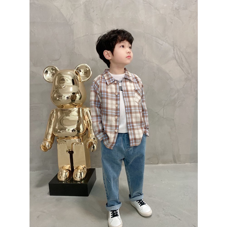 ST1 Size90-130 (6-27kg) Áo sơ mi bé trai (caro dài tay XILIBA) Thời trang trẻ Em hàng quảng châu