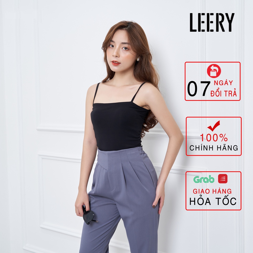 Áo hai dây LEERY chất cotton cao cấp màu đen trắng trơn dáng ôm sát không đệm co giãn tốt BRA-03