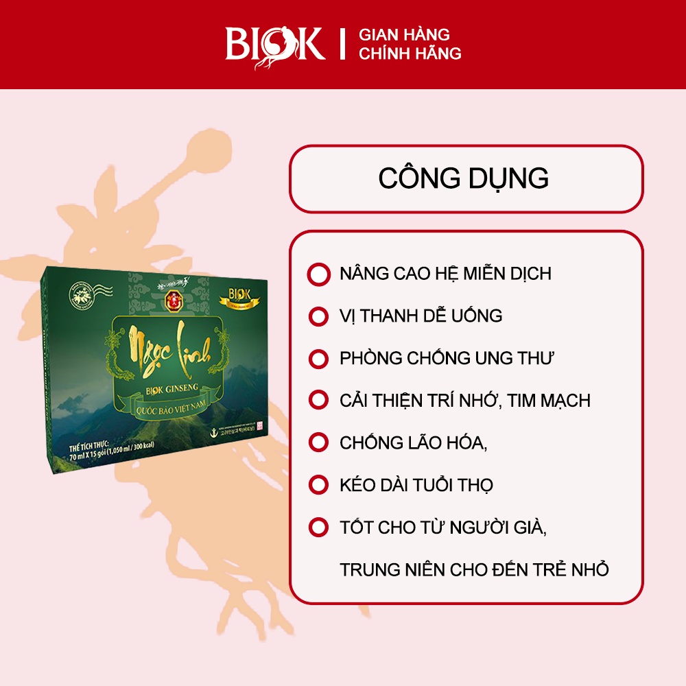 Nước sâm ngọc linh Biok  bồi bổ sức khỏe gói nhỏ dùng thử