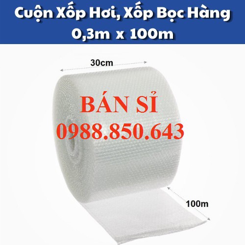 Cuộn Chống Sốc Cuộn Bóng Khí, Xốp khí - Xốp nổ Bọc hàng - Kích Thước 0.3m x 100 (m)