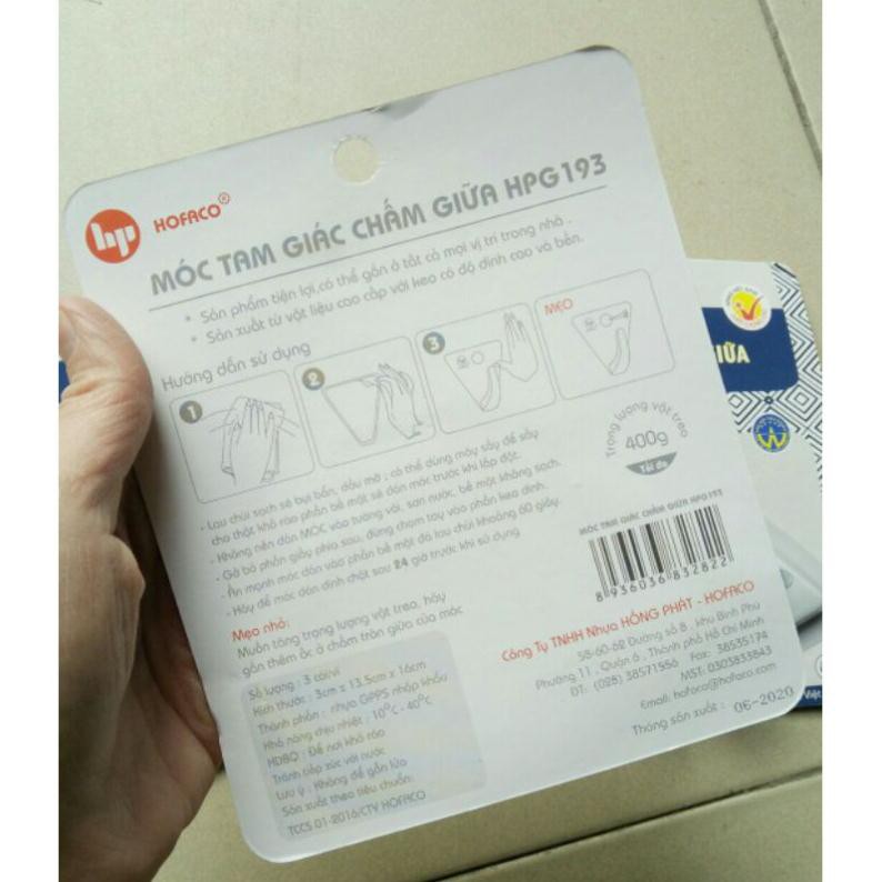 Vỉ 3 móc dán tường tam giác chấm giữa Hofaco HPG193