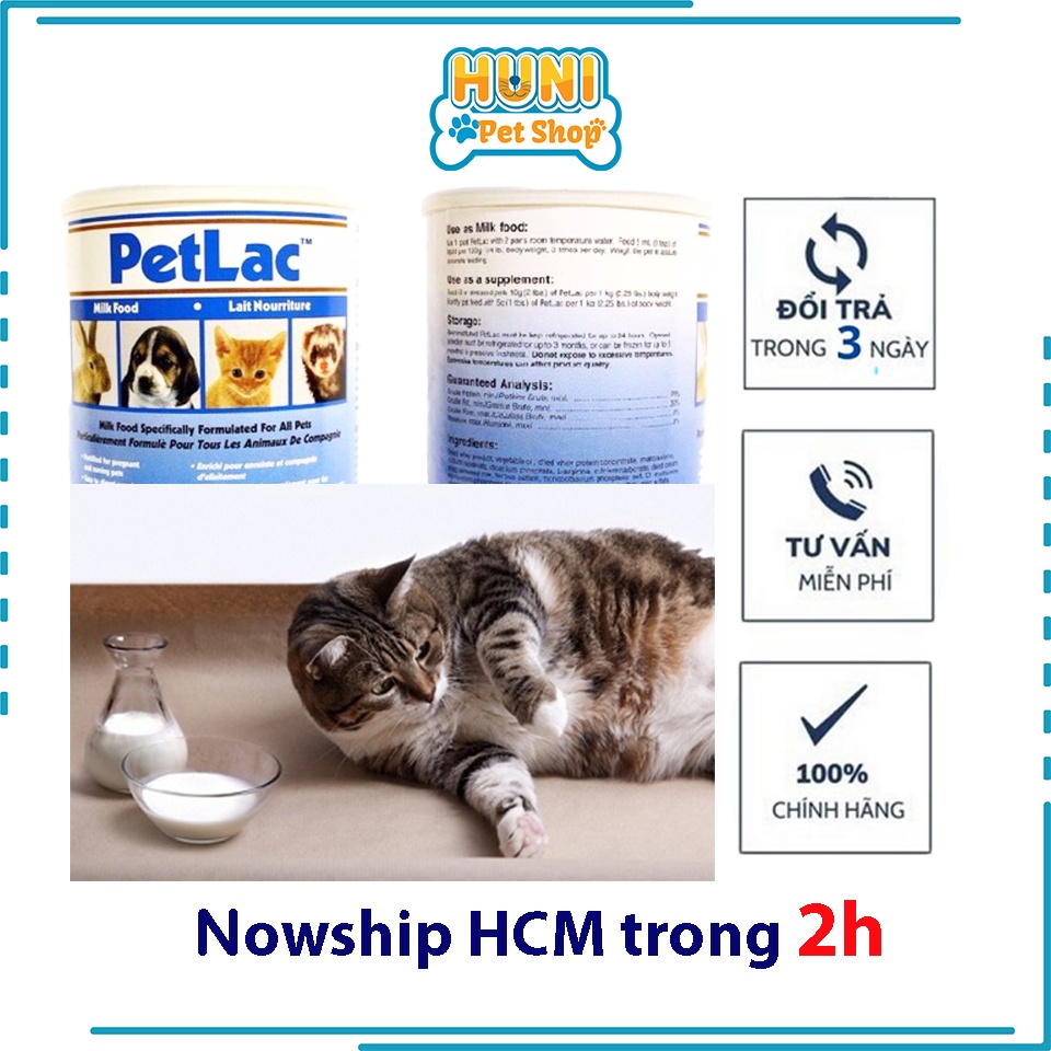 Sữa Bột PetLac, Dành Cho Chó, Mèo Và Các Loại thú cưng hộp 300gr sử dụng cho thú cưng sơ sinh hỗ trợ tiêu hóa - Huni