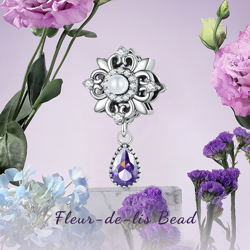 BAMOER Mặt Vòng cổ Bạc 925 Hình Hoa Sen Phong Cách Cổ Điển DIY