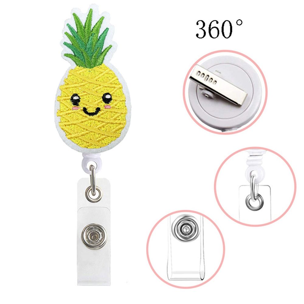 DAPHNE Outdoor Pineapple Badge Clip 360 Degree Rotation Nameplate Rack Adjustable Alligator Clip Office Worker Felt Reel Badge Holder