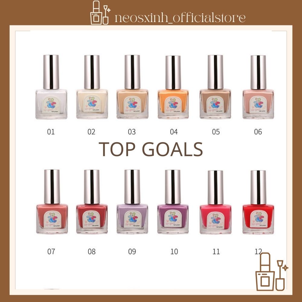 Sơn Móng Tay Top Goals Màu Nude Đen Trắng Trong Suốt Kim Tuyến Pastel Tím - Neosxinh - Nails