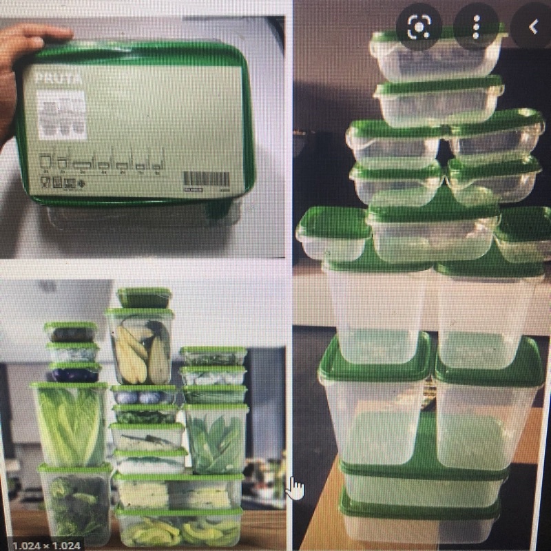 Set 17 hộp nhựa xanh PRUTA IKEA
