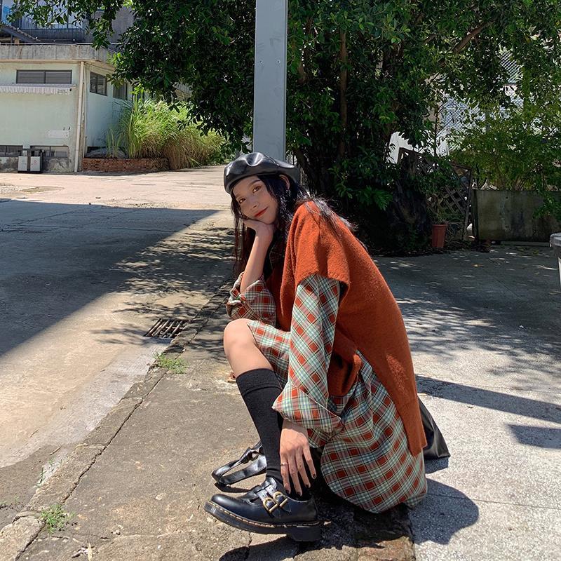 Bộ áo sweater dài tay+áo dệt kim xinh xắn cho nữ (Có bán lẻ)