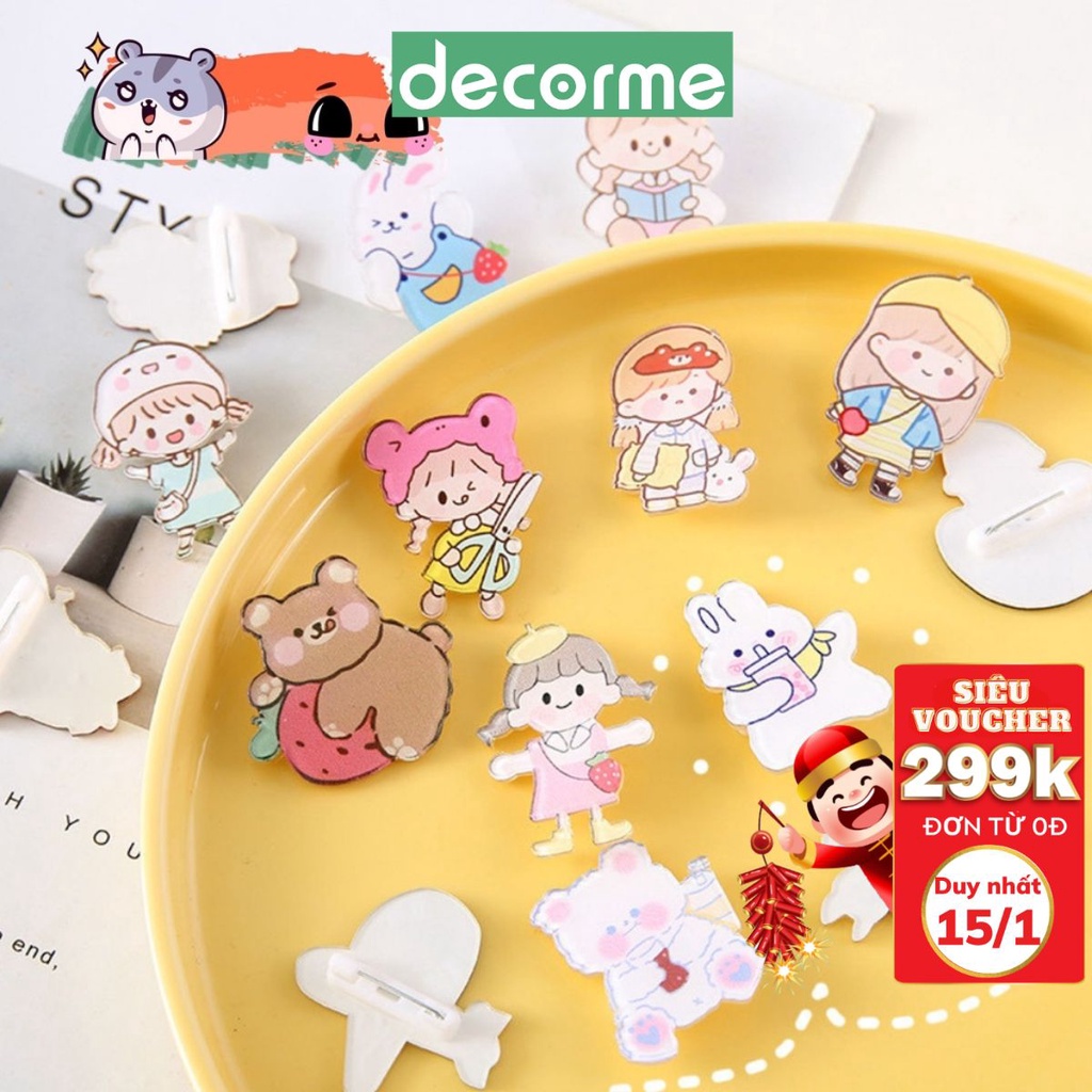 Ghim cài áo set 3 Ghim cài balo hoạt hình dễ thương DecorMe Huy hiệu cài áo cute nhiều mẫu ( giao NGẪU NHIÊN)