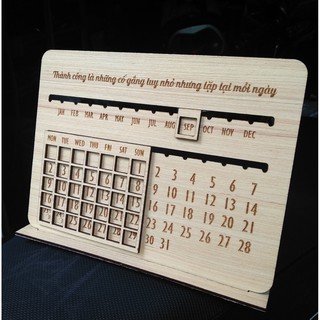 Lịch gỗ để bàn trượt linh động - Khắc tên MIỄN PHÍ