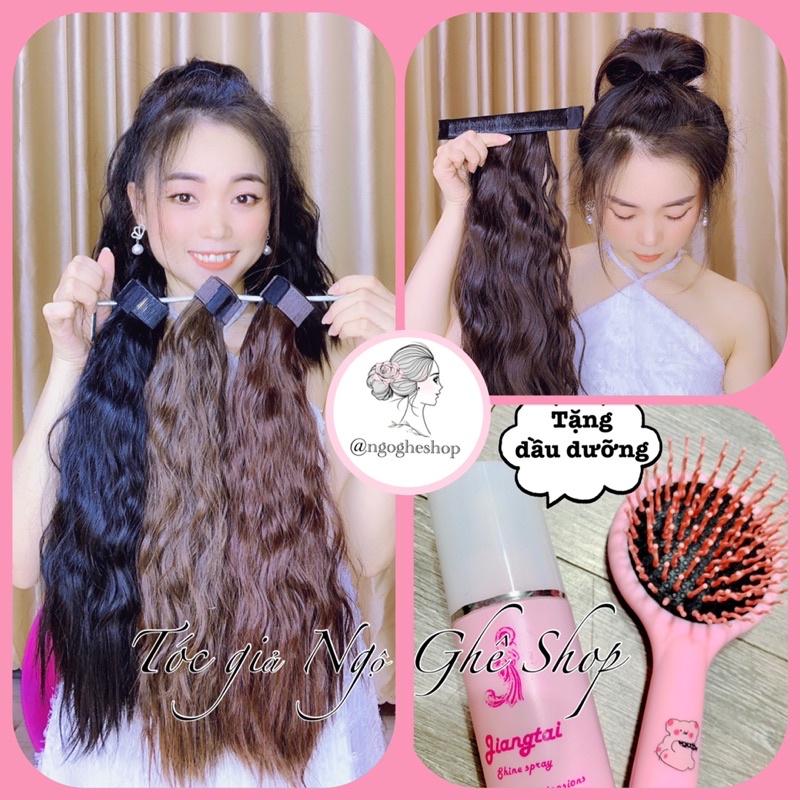 Tóc cột thanh quấn tự động, xù mì dài 40cm