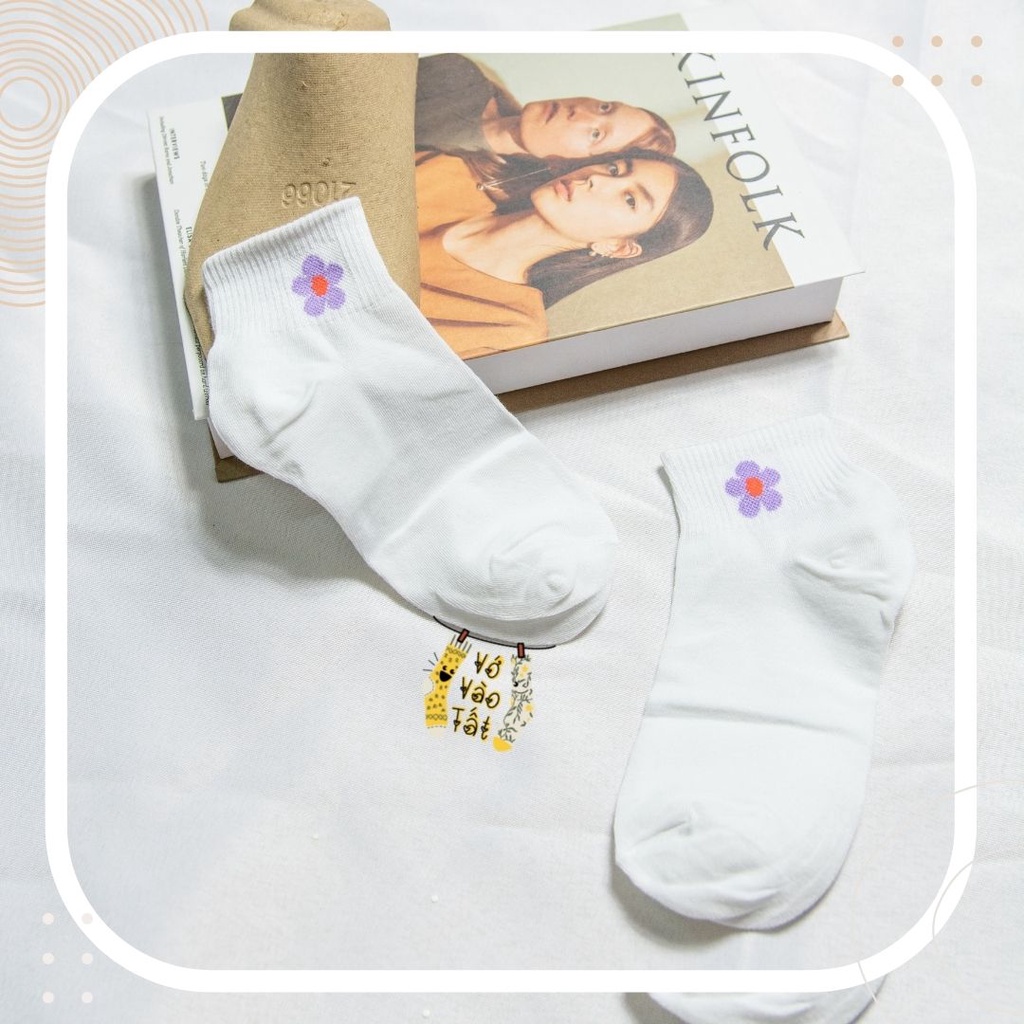 TẤT VỚ NỮ CỔ NGẮN HỌA TIẾT PASTEL