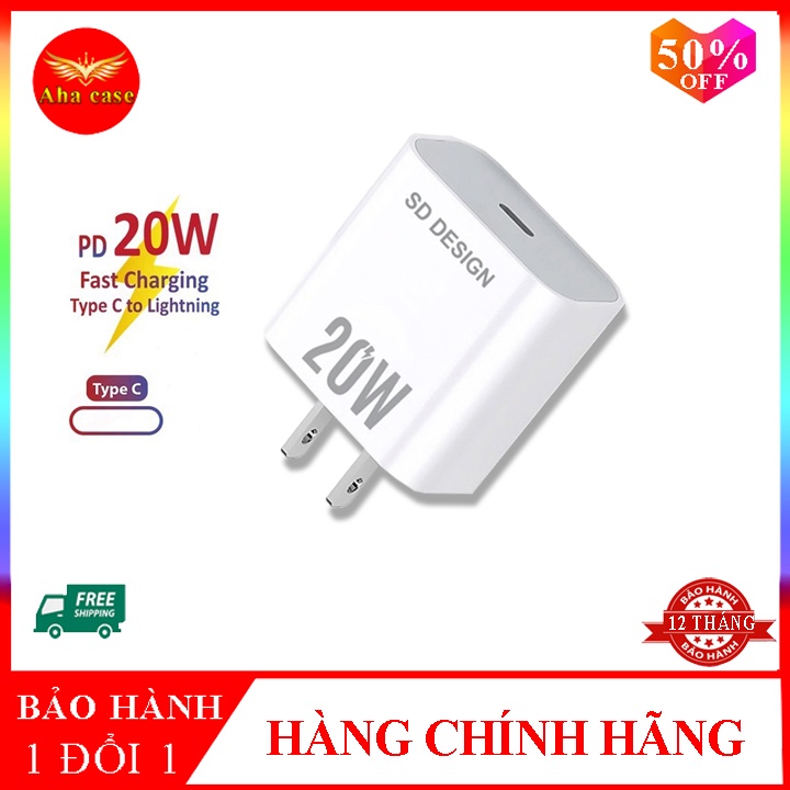 Củ Sạc Nhanh PD 20W chính hãng SD DESIGN HG 06 sạc nhanh an toàn cho điện thoại ip 6 đến 13 Pro Max Bảo Hành 1 đổi 1