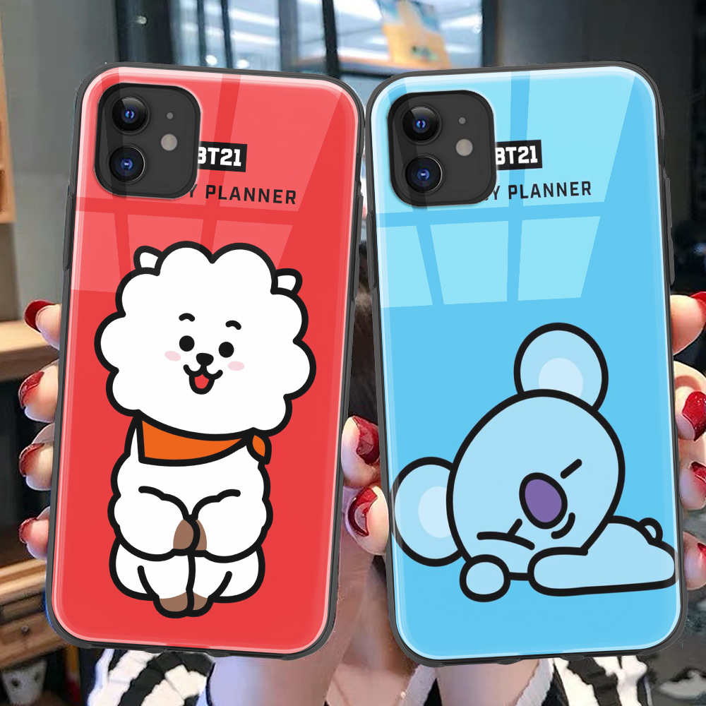 Samsung Case Samsung Galaxy A51 A50 A32 A21S A21 A20S A30S A50S BTS BT21 Cute TATA RJ CHIMMY COOKY SHOOKY MANG KOYA VAN Casing Phone Case GLASS CASE protective Cover