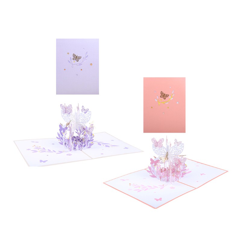 HO 3D Pop-Up Butterfly Flower Basket Greeting Card for Birthday Mother's Day Wedding Party Graduation with Envelope