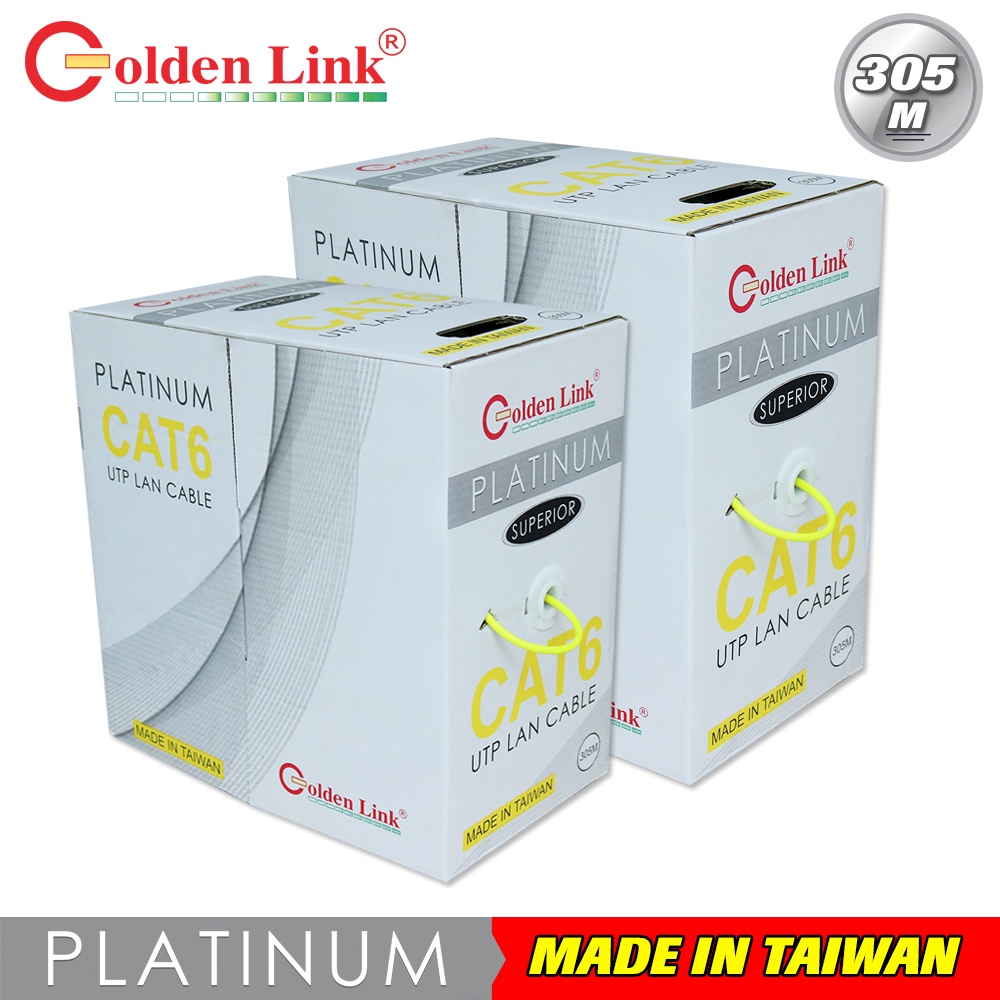 Cáp mạng GOLDEN JAPAN SFTP CAT6 100m Vàng (Chống nhiễu 2 lớp, Lõi chữ thập, Sợi đồng đơn cường lực)