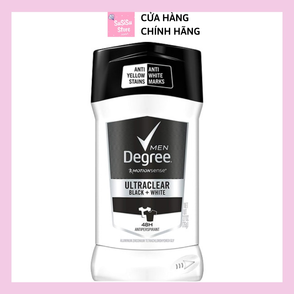 Lăn khử mùi nam Degree Men Motionsense Ultra Clear Black White /  Lăn nách nam Degree ngăn ố vàng (76g)