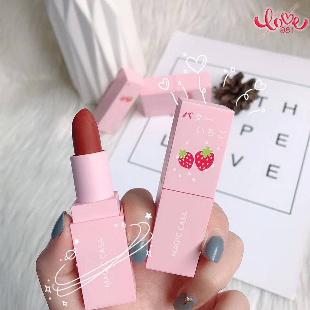 (hàng Mới Về) Son Môi Dưỡng Ẩm Chống Nước Chống Mồ Hôi Thiết Kế Vỏ Son Hình Quả Dâu Dễ Thương | BigBuy360 - bigbuy360.vn