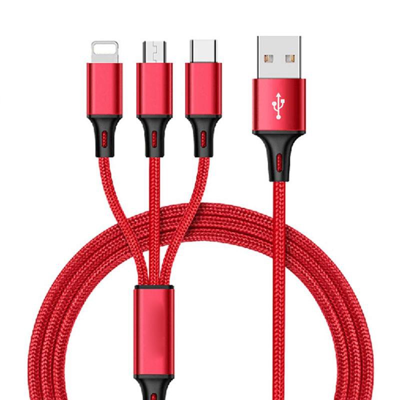 CÁP SẠC ĐA NĂNG 3 TRONG 1-- Micro USB-Type C-DÂY DÙ SIÊU BỀN-MÀU NGẪU NHIÊN