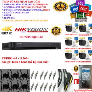Trọn bộ 6 camera giám sát độ nét cao ULTRA HD 3MP Hikvision