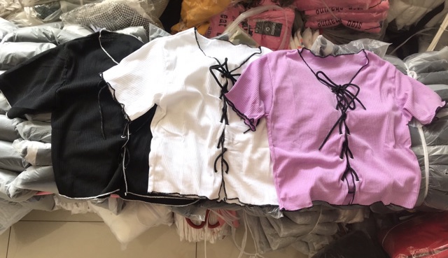 Croptop Gân Cuốn Biên Đan Dây