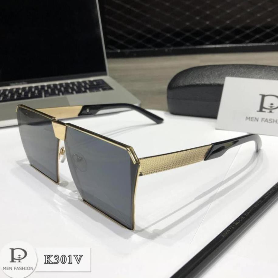 Kính Mát Nam Gọng Vuông Kim Loại - Kính Râm Nam Nữ Cao Cấp Tặng Hộp K301 trangmoon106