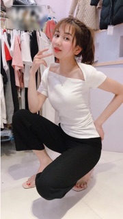Áo kiểu bozip cổ chéo