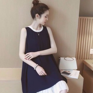 Đầm bầu suông cổ bèo 2 lớp