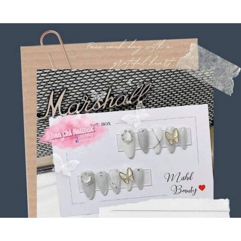 NailBox móng úp thiết kế sẵn Mẫu Mắt Mèo Charm Bướm