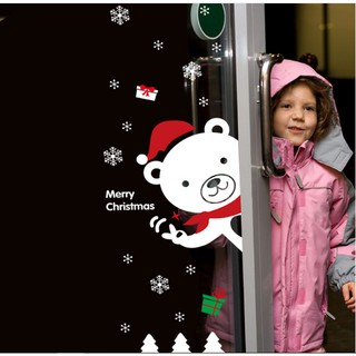 Decal dán tường Noel - Thú Cưng Trắng chào lễ