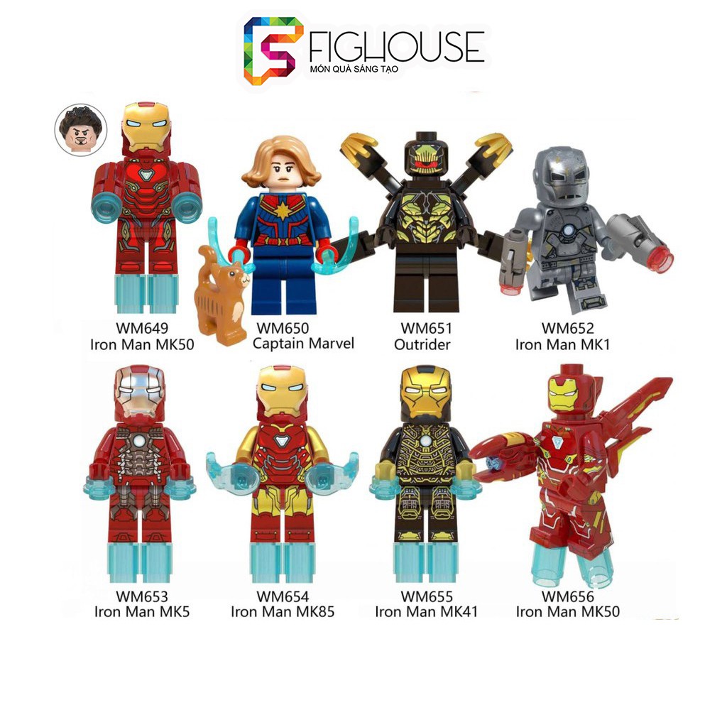 Xếp Hình Minifigures Siêu Anh Hùng Avengers Iron Man, Captain Marvel - Đồ Chơi Lắp Ráp non-lego WM6055 [A21]