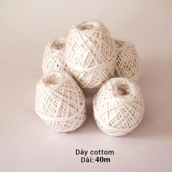 Cuộn dây cotton 40m, 3ly dùng Trang trí thủ công