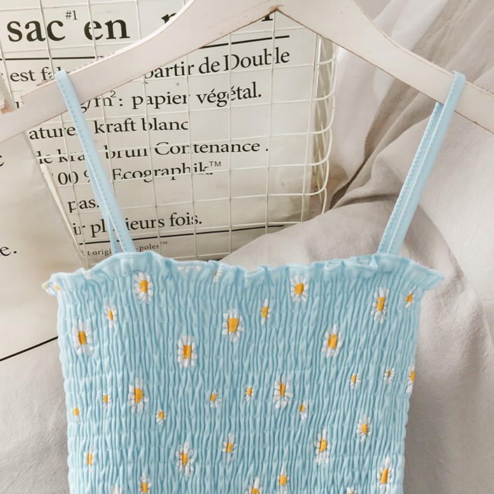 Đầm IELGY hai dây ôm eo họa tiết hoa phong cách Pháp retro xinh xắn dành cho nữ