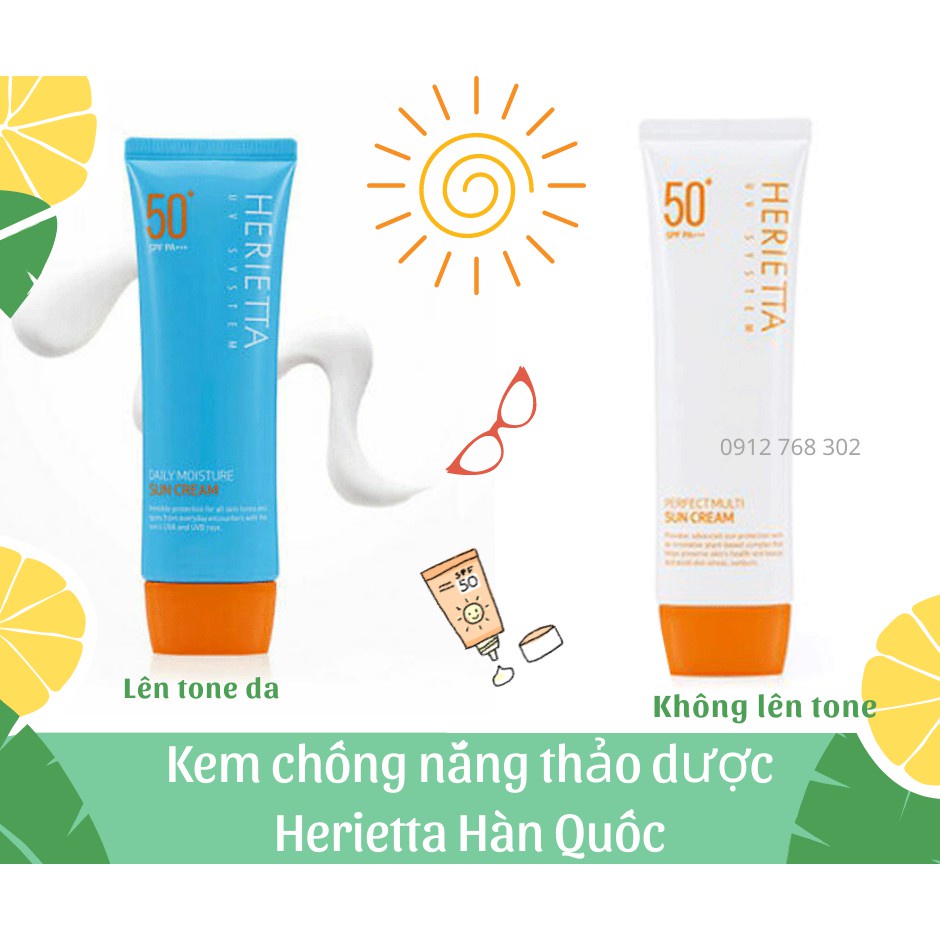 Kem chống nắng hàng ngày nâng tông và cung cấp độ ẩm cho da Welcos herietta daily moisture sun cream SPF50+/PA+++ 70g