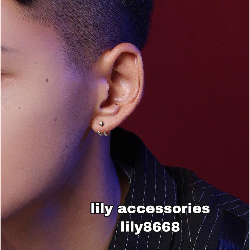 khuyên tai titan móc vành không gỉ không đen không dị ứng cho nam nữ unisex (nút xỏ)