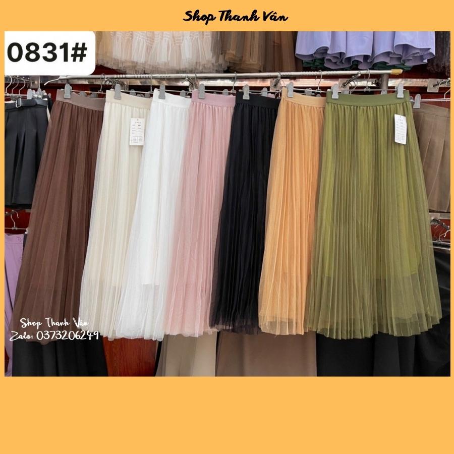 Chân váy xòe dáng dài von ly trơn một màu, váy cạp chun mix đồ siêu xinh TV0831