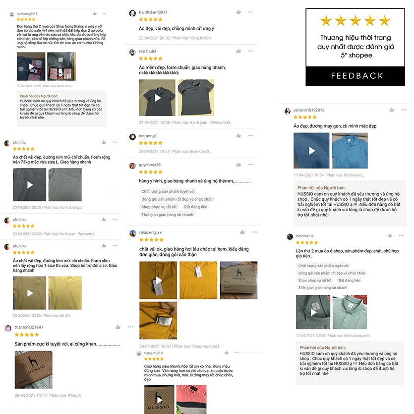 Áo polo nam classic HUSSIO cổ bẻ sang trọng | BigBuy360 - bigbuy360.vn