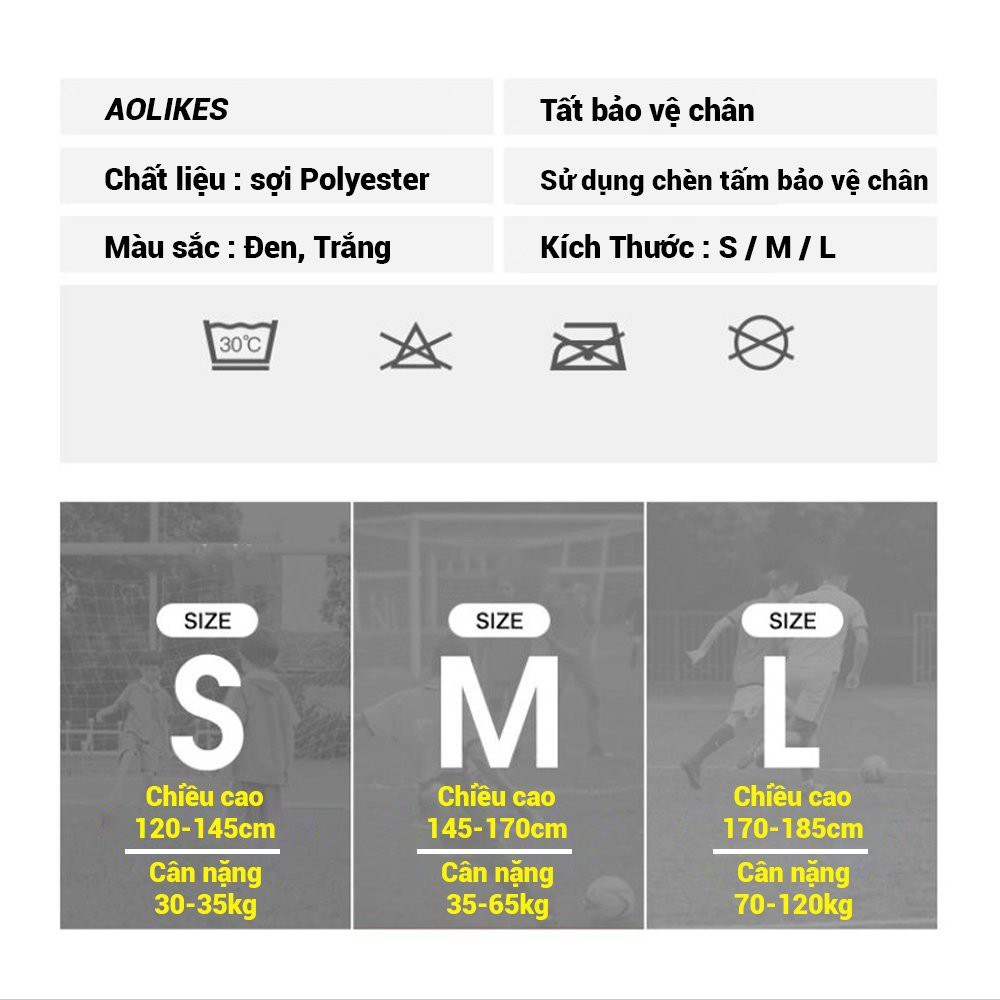 Tất Vớ Bóng Đá Bảo Vệ Ống Đồng Co Giãn, Thoáng Khí Aolikes AL7968 (1 đôi)