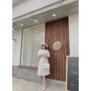 Váy li tay bồng cổ tròn
