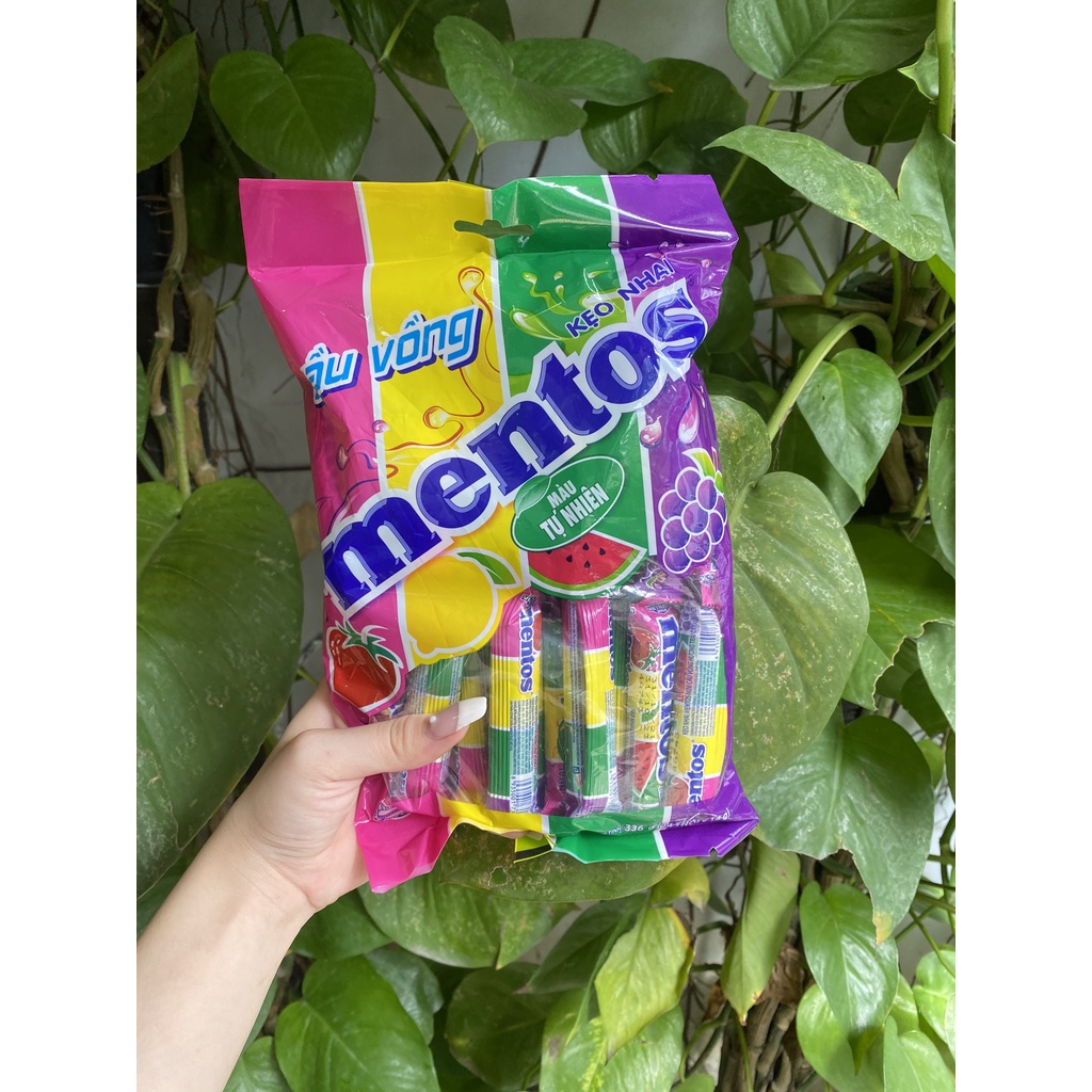 Kẹo Nhai Mentos Mini Cầu Vồng Hương Trái Cây (Gói 24 thỏi)