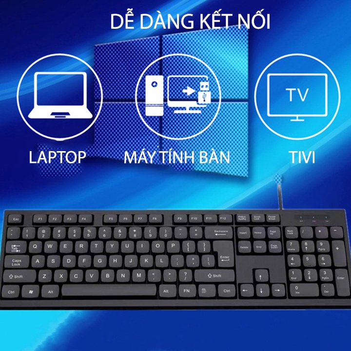 Bàn phím máy tính KM2000 - Bàn phím văn phòng tặng kèm chuột cao cấp