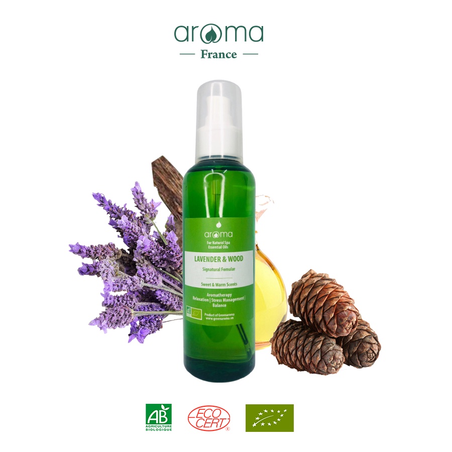 Dầu Massage dưỡng ẩm, ngủ ngon AROMA Oải hương Gỗ 100ml